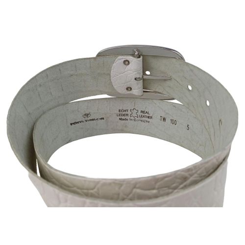 Широкий женский ремень Tom Tailor под кожу крокодила 4 см Белый