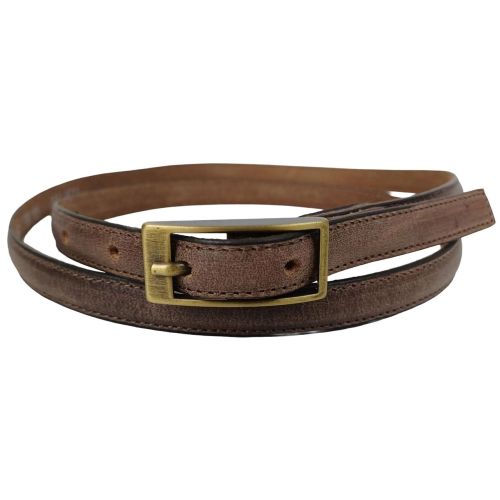Женский узкий винтажный ремень Vanzetti натуральная кожа 1,3 см Коричневый