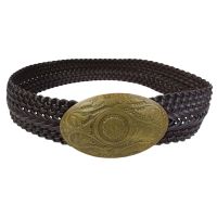 Широкий женский ремень-косичка Vanzetti искусственная кожа 6 см Темно-коричневый