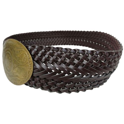 Широкий женский ремень-косичка Vanzetti искусственная кожа 6 см Темно-коричневый