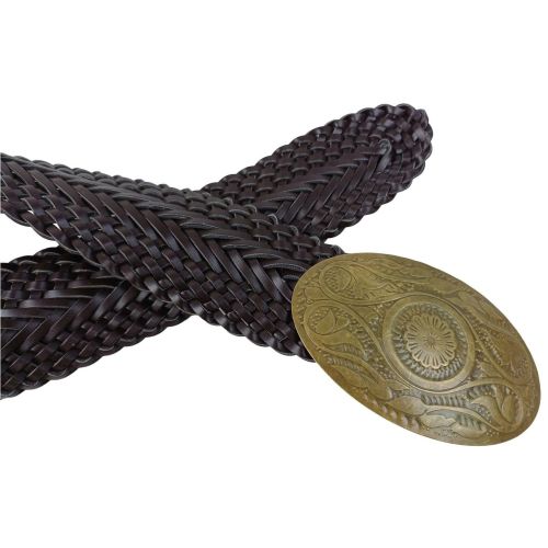 Широкий женский ремень-косичка Vanzetti искусственная кожа 6 см Темно-коричневый