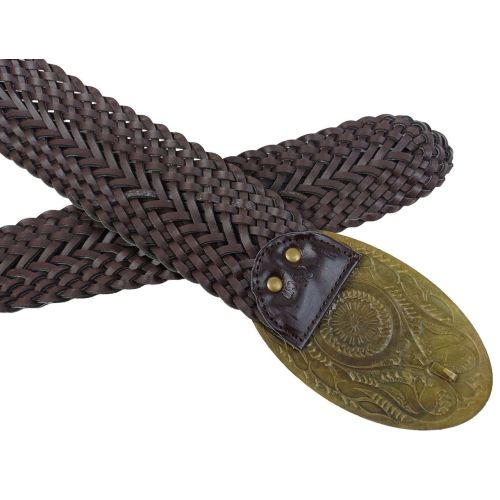 Широкий женский ремень-косичка Vanzetti искусственная кожа 6 см Темно-коричневый