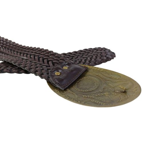 Широкий женский ремень-косичка Vanzetti искусственная кожа 6 см Темно-коричневый