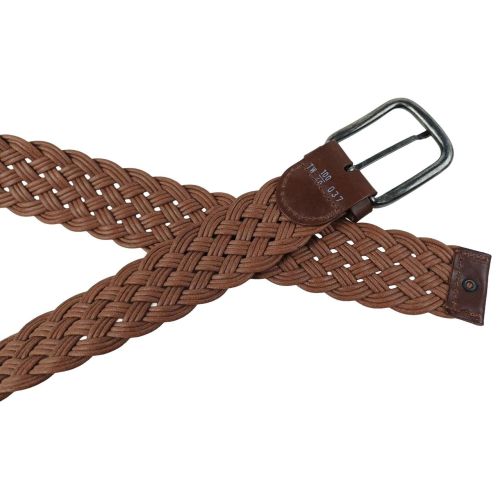 Женский ремень Vanzetti плетеный текстиль с кожаными элементами 4 см Коричневый