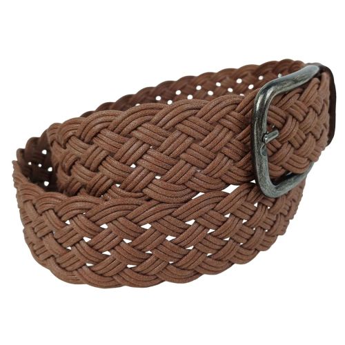 Женский ремень Vanzetti плетеный текстиль с кожаными элементами 4 см Коричневый