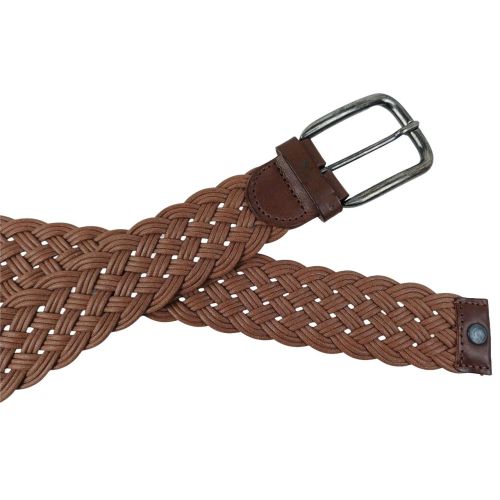 Женский ремень Vanzetti плетеный текстиль с кожаными элементами 4 см Коричневый