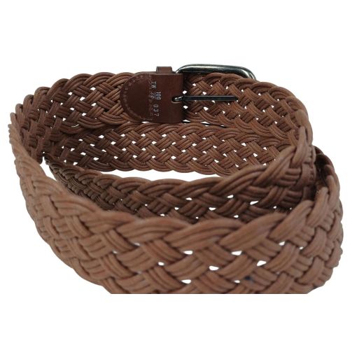 Женский ремень Vanzetti плетеный текстиль с кожаными элементами 4 см Коричневый