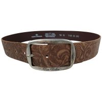 Женский ремень Tom Tailor винтажное тиснение цветы 4 см Коричневый