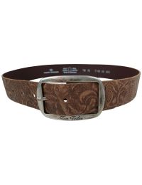Женский ремень Tom Tailor винтажное тиснение цветы 4 см Коричневый
