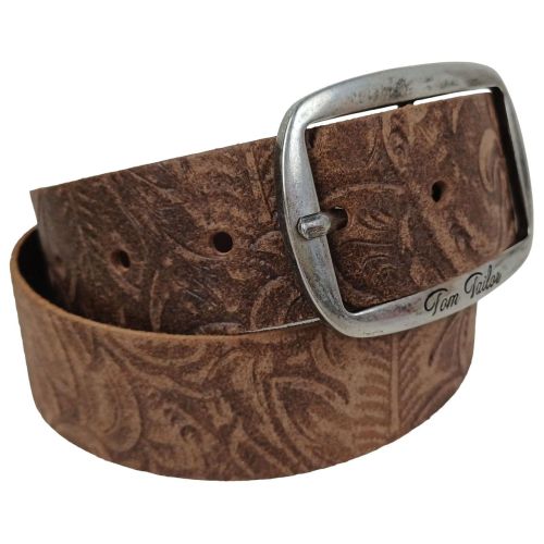 Женский ремень Tom Tailor винтажное тиснение цветы 4 см Коричневый