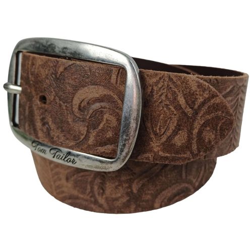Женский ремень Tom Tailor винтажное тиснение цветы 4 см Коричневый