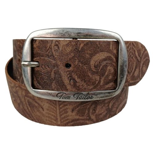 Женский ремень Tom Tailor винтажное тиснение цветы 4 см Коричневый