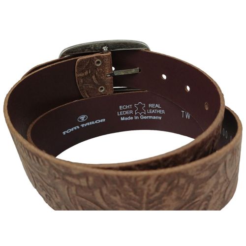 Женский ремень Tom Tailor винтажное тиснение цветы 4 см Коричневый