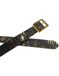 Женский ремень Vanzetti RMT184 золотистый принт надписи 4 см Черный