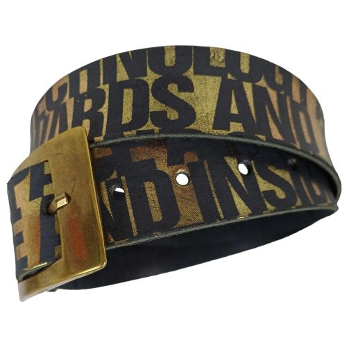 Женский ремень Vanzetti RMT184 золотистый принт надписи 4 см Черный