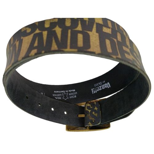 Женский ремень Vanzetti RMT184 золотистый принт надписи 4 см Черный