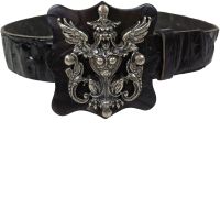 Женский ремень Vanzetti RMT186 под крокодила готическая пряжка 4 см Черный