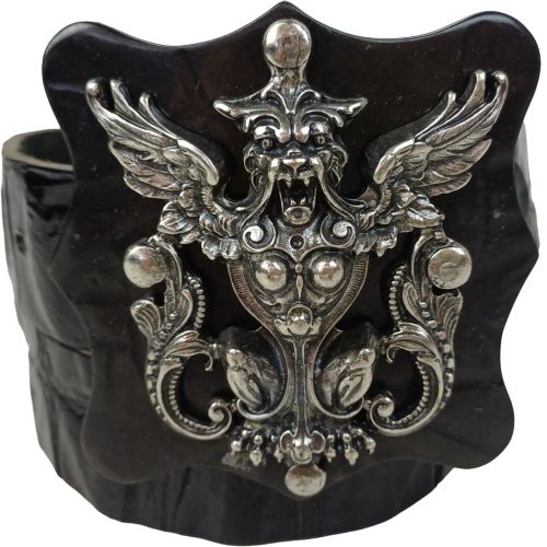 Женский ремень Vanzetti RMT186 под крокодила готическая пряжка 4 см Черный