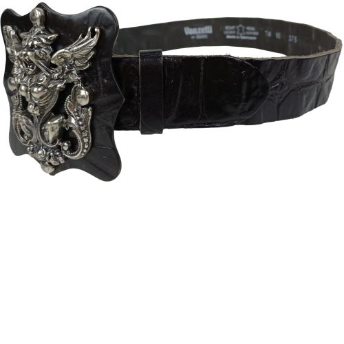 Женский ремень Vanzetti RMT186 под крокодила готическая пряжка 4 см Черный