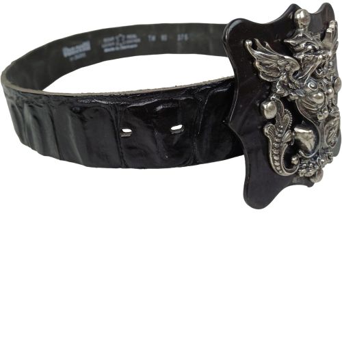 Женский ремень Vanzetti RMT186 под крокодила готическая пряжка 4 см Черный