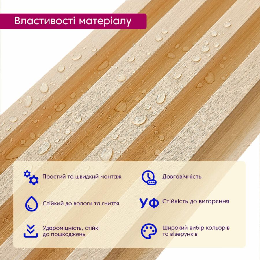 Рейка декоративная WPC стеновая 3000х165х23 мм Светлое дерево SW-00002572
