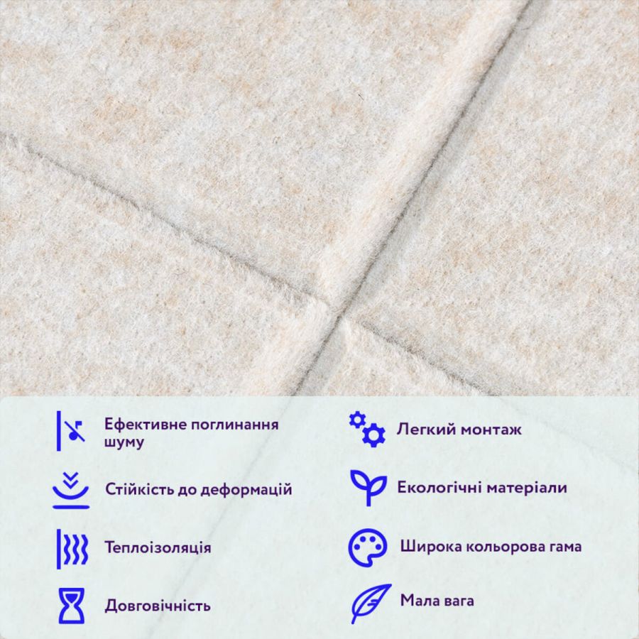 Панель звукоизоляционная самоклеящаяся SW-00002701 войлочная 300х300х9мм Молчный меланж