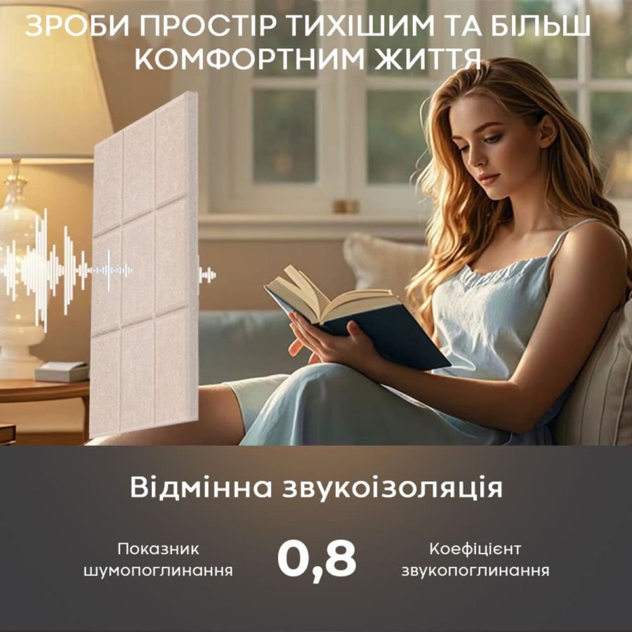Панель звукоизоляционная самоклеящаяся SW-00002701 войлочная 300х300х9мм Молчный меланж