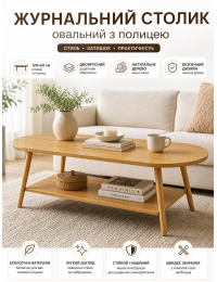Столик журнальный кофейный овальный с полкой SW-00003363 120x60x41.5 см Wood Brown