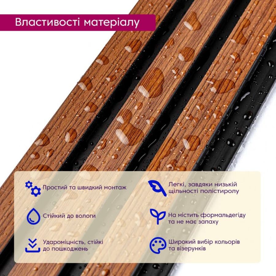 Рейка декоративная PS 2900х115х12мм Каштановый SW-00001743