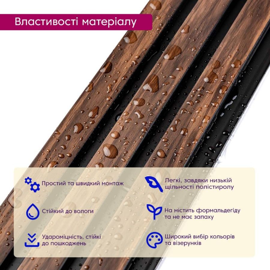 Рейка декоративная PS 2900х115х12мм Темный орех SW-00001745