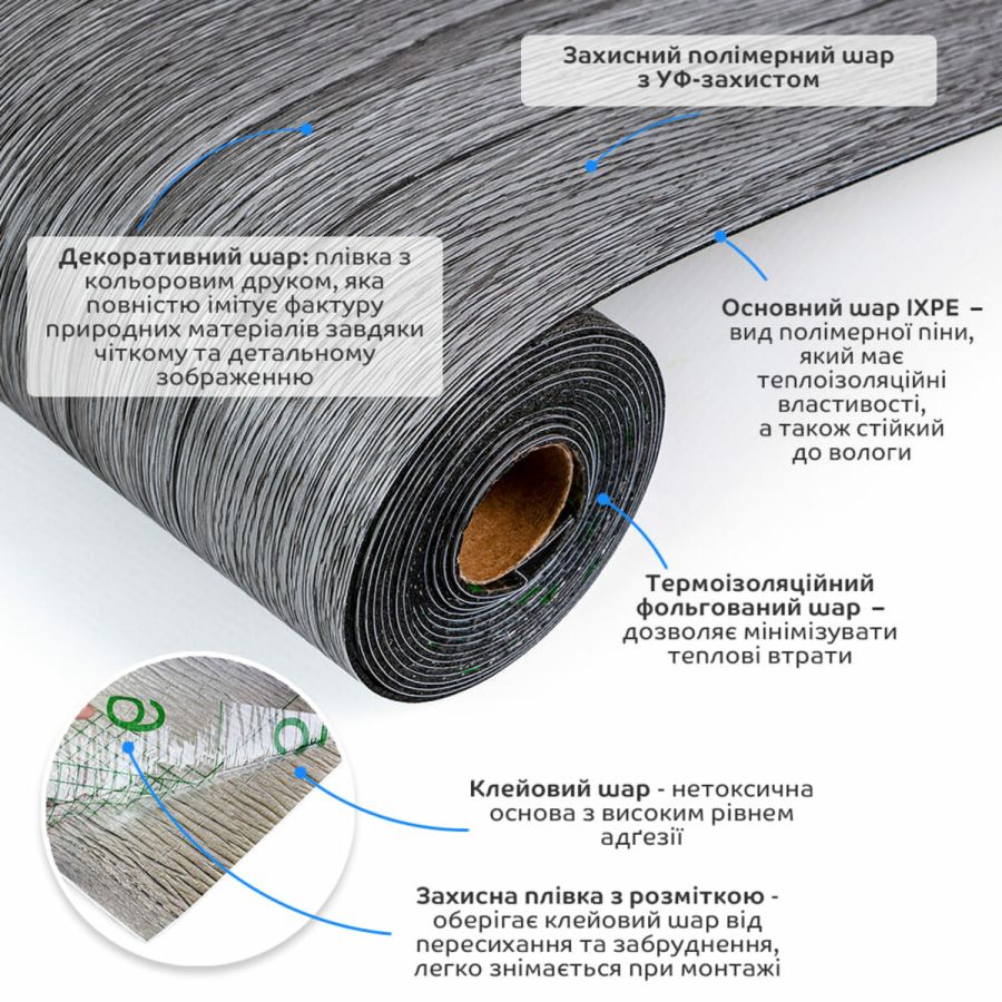 Плитка виниловая самоклеящаяся напольная 3000х600х1,5мм 1.8 м² IXPE пена SW-00003282