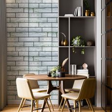 Декоративная ПВХ панель под Серый кирпич с узором под дерево Sticker Wall 960х480х4мм (1098)