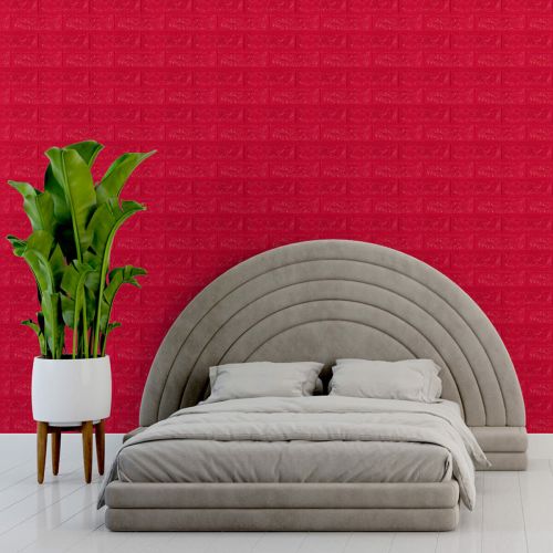 Декоративная 3D панель самоклейка под кирпич Красный 700x770x7мм (008-7)