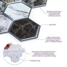 Декоративная ПВХ плитка на самоклейке соты 300х300х5мм, цена за 1 шт. (СПП-500)