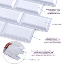 Декоративная ПВХ плитка на самоклейке кирпич 300х300х5мм, цена за 1 шт. (СПП-501)