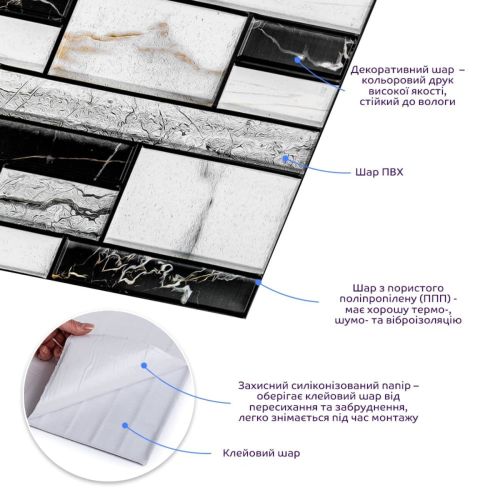 Декоративная ПВХ плитка на самоклейке квадрат 300х300х5мм, цена за 1 шт. (СПП-602)