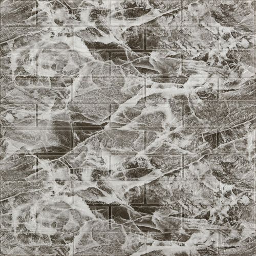 Декоративная 3D панель самоклейка под кирпич Черный мрамор 700x770x3мм (061-3)