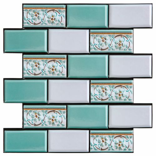 Декоративная ПВХ плитка на самоклейке Sticker Wall SW-00001139 Мятная 300х300х5мм, цена за 1 шт.