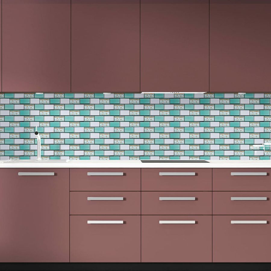 Декоративная ПВХ плитка на самоклейке Sticker Wall SW-00001139 Мятная 300х300х5мм, цена за 1 шт.