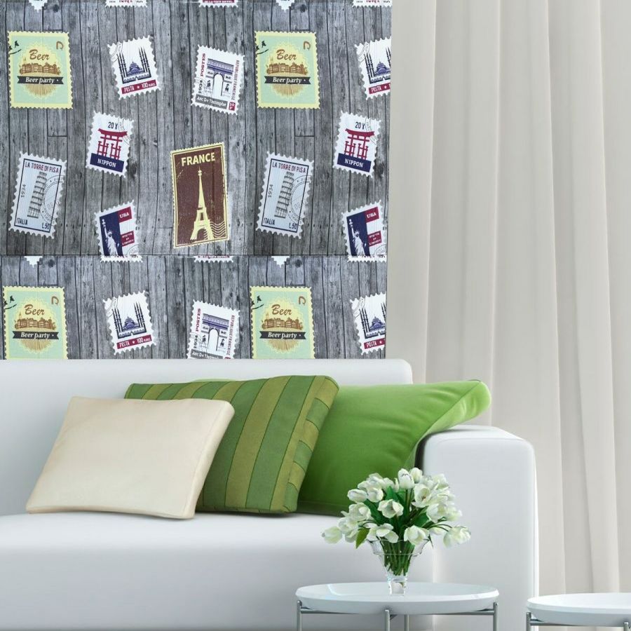 Самоклеющаяся 3D панель Sticker Wall Почтовые марки 700х700х4мм