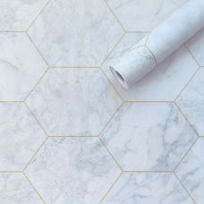 Самоклеющаяся пленка Sticker Wall SW-00001214 Малахитовый мрамор золотые соты 0,45х10м 