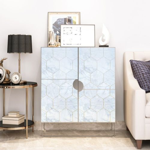 Самоклеющаяся пленка Sticker Wall SW-00001214 Малахитовый мрамор золотые соты 0,45х10м