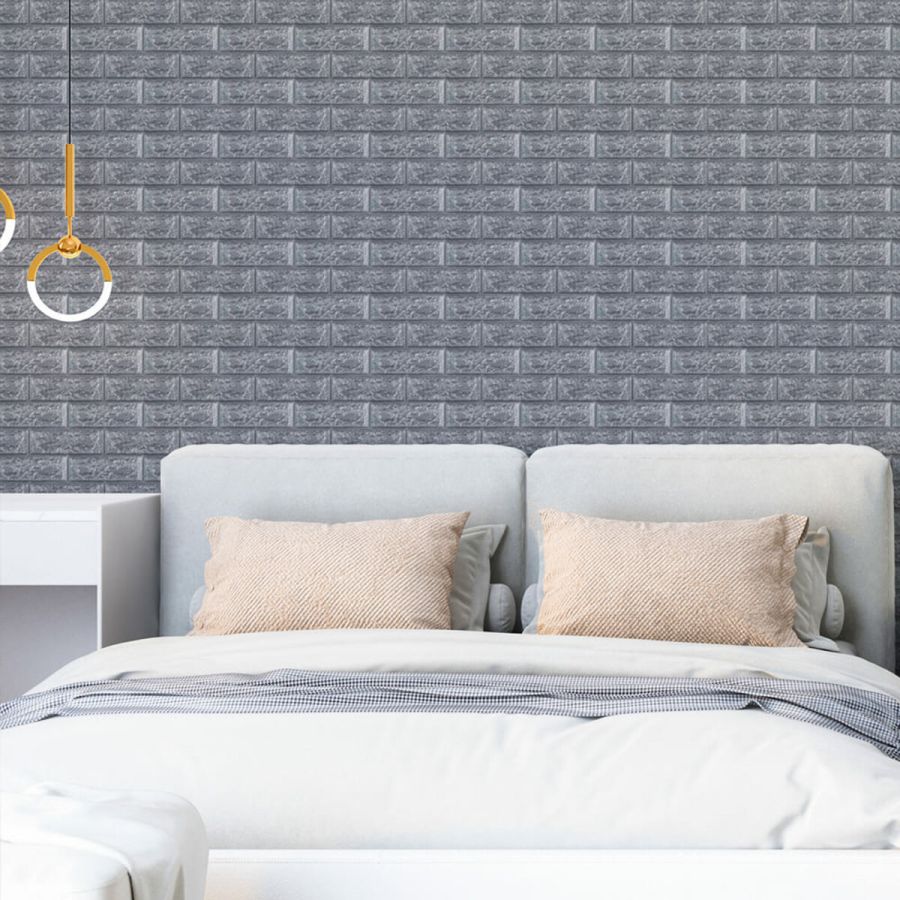 Самоклеющаяся 3D панель Sticker Wall SW-00001197 Под серебряный кирпич в рулоне 20000x700x3мм
