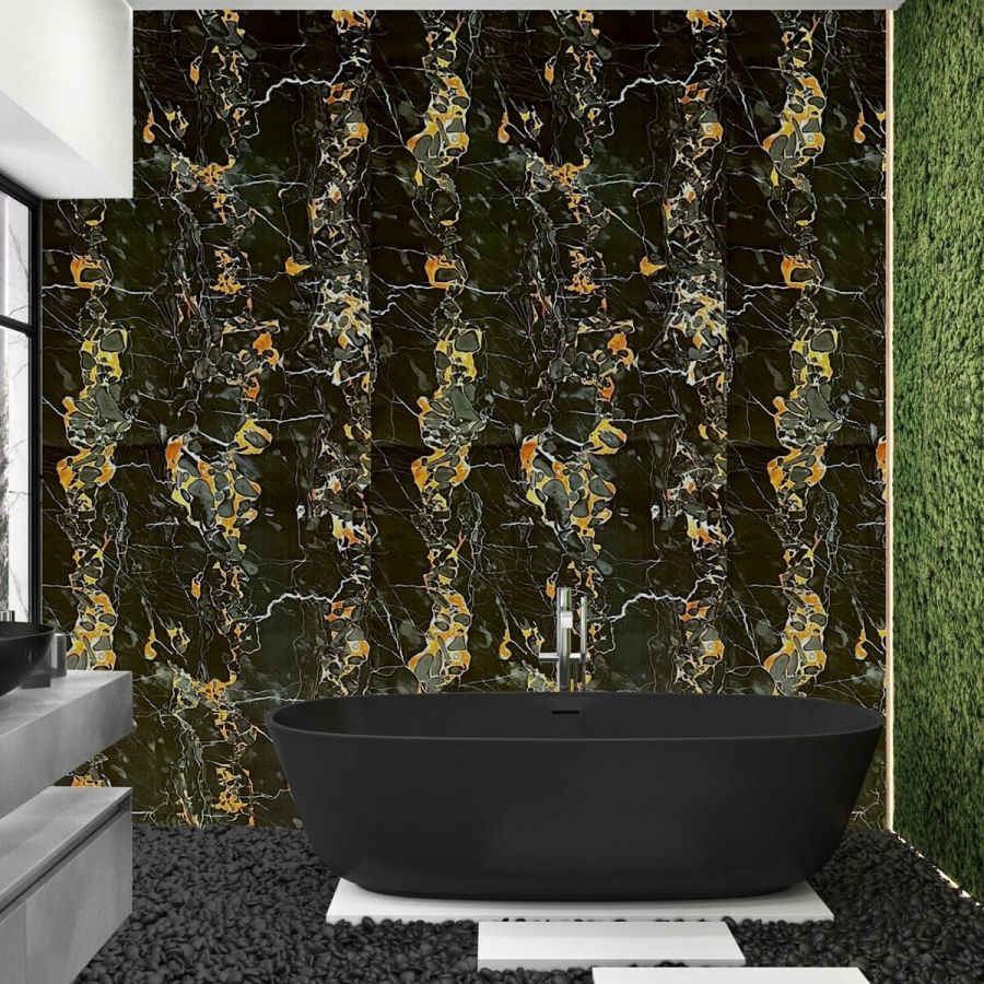 Самоклеющаяся пленка Sticker Wall SW-00001282 Черный мрамор с желтым 0,45х10мх0,07мм