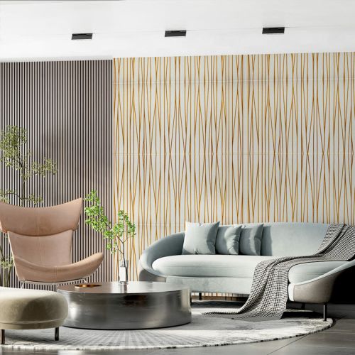 Самоклеящаяся 3D панель Sticker Wall SW-00001184 Золотые ленты 700х700х5мм