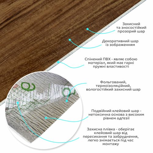 Самоклеящаяся виниловая плитка Sticker Wall SW-00001178 Каштан в рулоне 3000х600х2мм