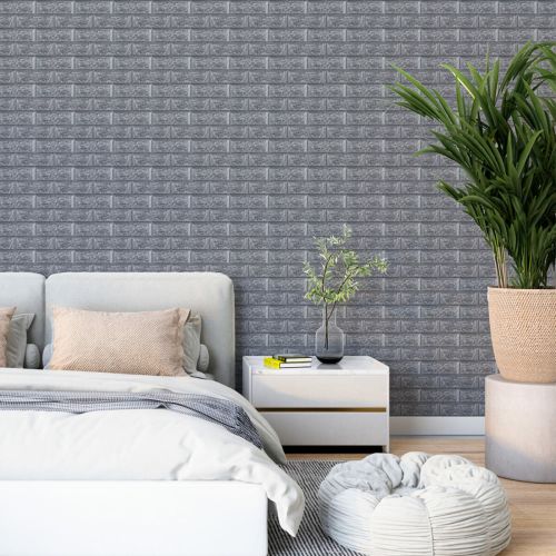 Самоклеющаяся 3D панель Sticker Wall SW-00001445 Под серебряный кирпич в рулоне 3080x700x3мм