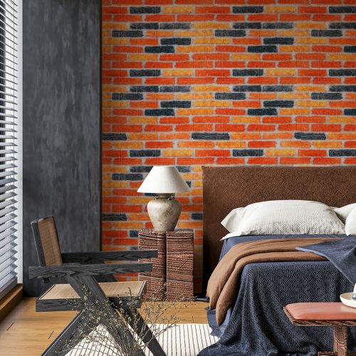 Самоклеящаяся 3D панель Sticker Wall SW-00001440 Под бежево-коричневый кирпич 700х770х3мм