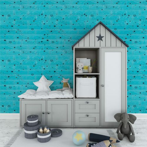 Самоклеящаяся 3D панель Sticker Wall SW-00001342 Голубые звезды 700х770х3мм