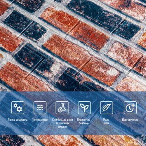 Самоклеящаяся 3D панель Sticker Wall  SW-00001165 Под серо-синий Екатеринославский кирпич 700х770х3мм